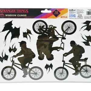 Stranger Things Window Clings - Black Silhouette Bike Characters 18 ct NEW!